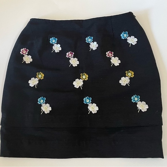 Anthropologie HD in Paris Skirt Cotton & Silk Floral Embroidered 2 NWT Campanula - Picture 2 of 8